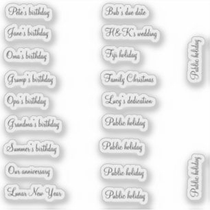 BuJo custom event stickers - small - transparent