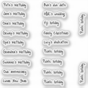 BuJo custom event stickers - small - transparent