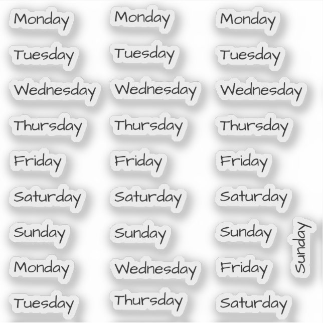 BuJo day stickers small - 4 weeks - transparent (Front)
