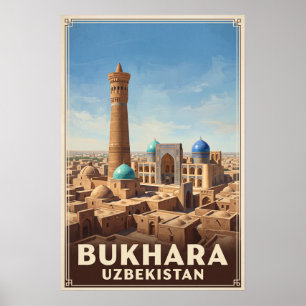 Bukhara Uzbekistan Vintage Retro Travel Poster