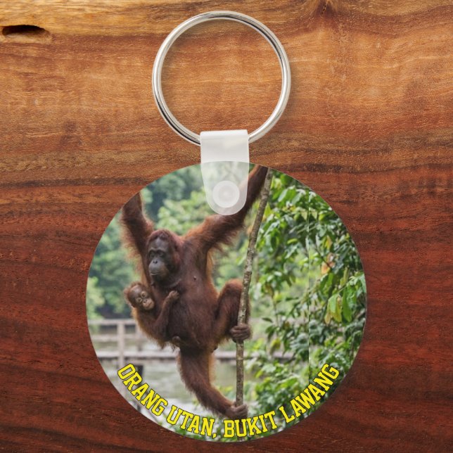 Bukit Lawang Sumatra Orangutan Jungle Keychain (Back)