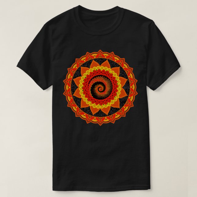 Bukonia Sacred Geometry Orange Sunflower Radial T-Shirt (Design Front)