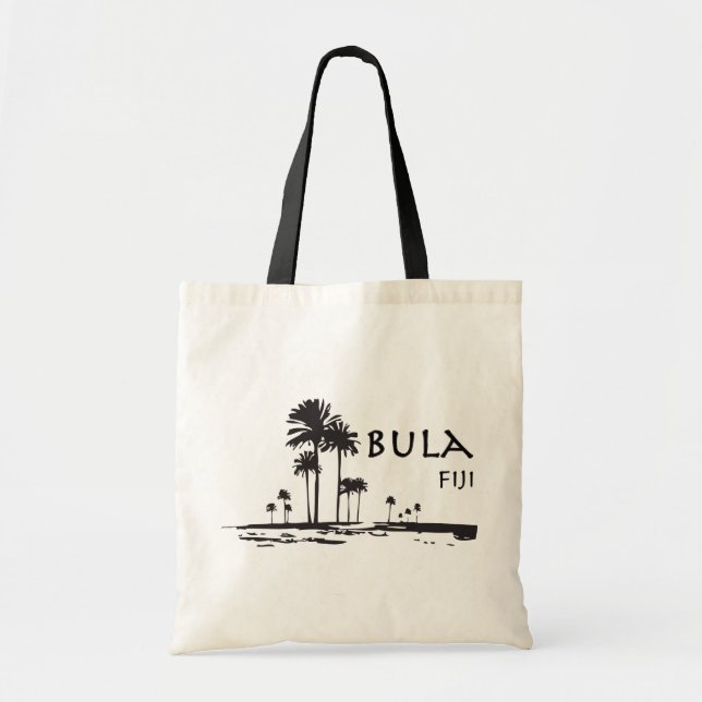 Bula Fiji Palm Tree Graphic Tote Bag (Front)