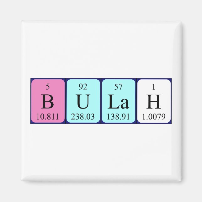 Bulah periodic table name magnet (Front)