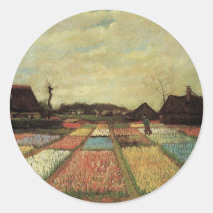 Bulb Fields by Vincent van Gogh. Classic Round Sticker