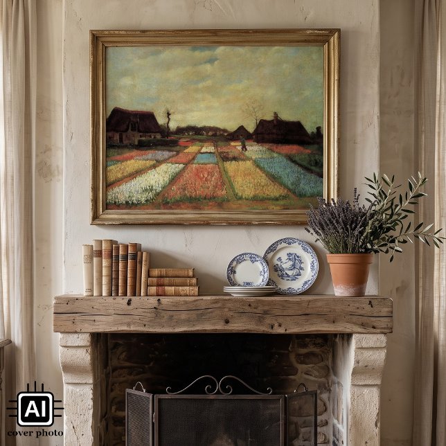 Bulb Fields by Vincent van Gogh Poster (Bulb Fields (Flower Beds in Holland) by Vincent van Gogh is a vintage post impressionism painting.)