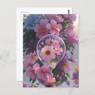 Bulb in flowers, Postcrossing Postcard