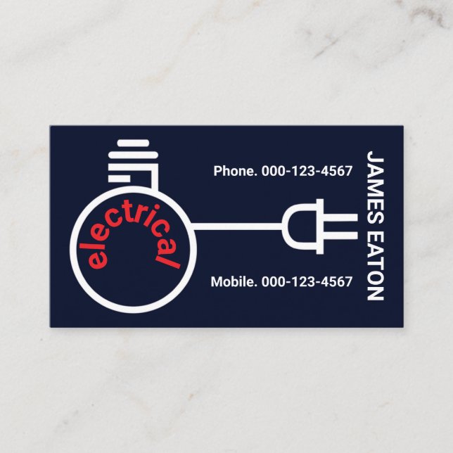 Bulb Power Plug Electrical Wiring Business Card (Front)