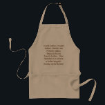 Bulbes! Funny Yiddish Potatoes Song Standard Apron<br><div class="desc">Yiddish song lyrics: Sunday potatoes,  Monday potatoes,  Tuesday and Wednsday potatoes,  Friday more potatoes!  Shabbat for a change,  a potato pudding,  Sunday left-over potatoes!</div>