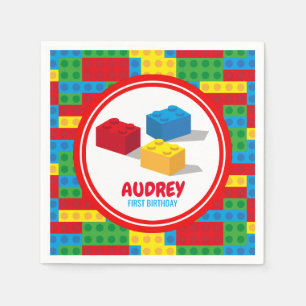 Bulding Block Build and Play Colourful Birthday Napkin