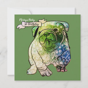 Buldog Puppy Birthday Invitation French Bulldog