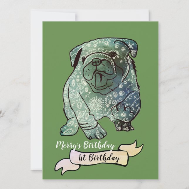 Buldog Puppy Birthday Invitation French Bulldog (Front)