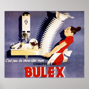 BULEX Belgian Water Heater Vintage Advertisement Poster