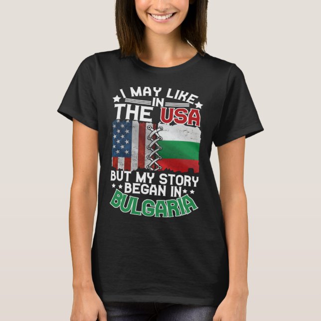 Bulgaria American Flag USA Bulgarian Roots T-Shirt (Front)