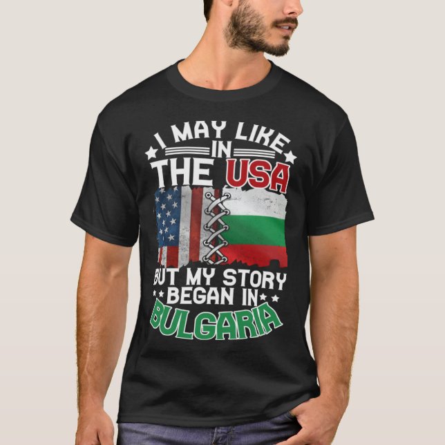 Bulgaria American Flag USA Bulgarian Roots T-Shirt (Front)
