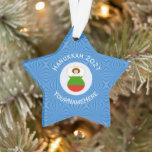 Bulgaria Angel Hanukkah Flag Personalised  Ornament<br><div class="desc">An angel dressed in the flag of Bulgaria on an star shaped ornament with a Hanukkah theme. The Bulgarian angel flies in a white circle of squiggly squares. The background is blue squiggly squares. Designed for Hanukkah decor for families of multiple religions. Add a name to personalise. Add the year...</div>
