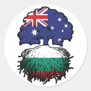 Bulgaria Bulgarian Australian Australia Tree Roots Classic Round Sticker