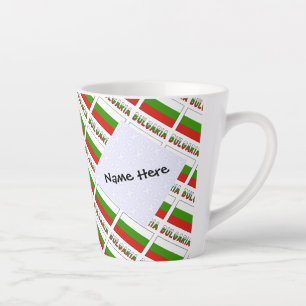 Bulgaria Bulgarian Flag Tiled Black Personalizatio Latte Mug