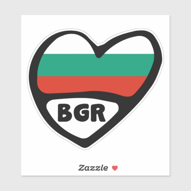 Bulgaria Country Code Flag Heart, BGR (Sheet)