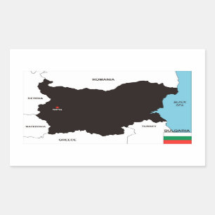 bulgaria country map flag rectangular sticker