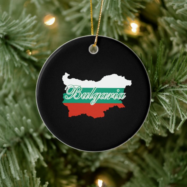 Bulgaria flag map ceramic ornament (Tree)