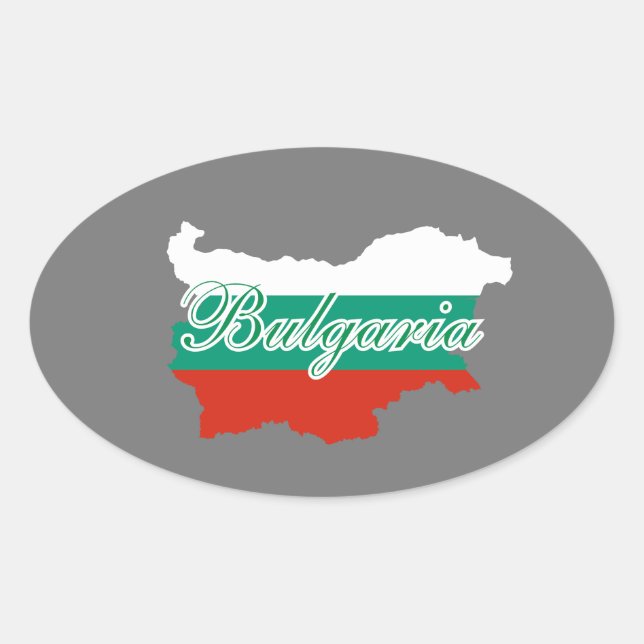 Bulgaria flag map oval sticker (Front)