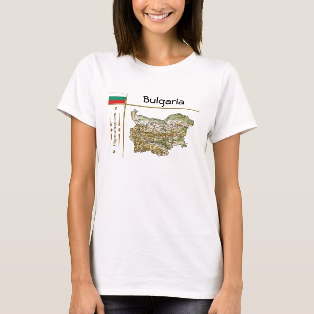 Bulgaria Map + Flag + Title T-Shirt (Front)