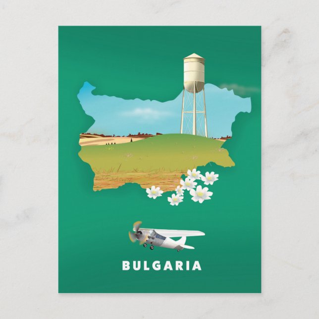 Bulgaria map travel print postcard (Front)