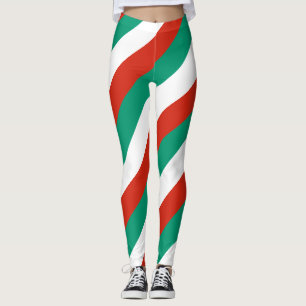 Bulgaria National Flag Colours Diagonal Striped Leggings