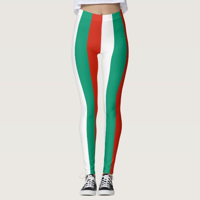 Bulgaria National Flag Colours Vertical Striped Leggings (Front)