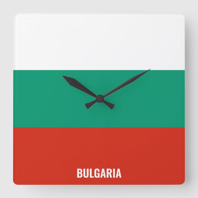 Bulgaria National Flag Patriotic Square Wall Clock (Front)