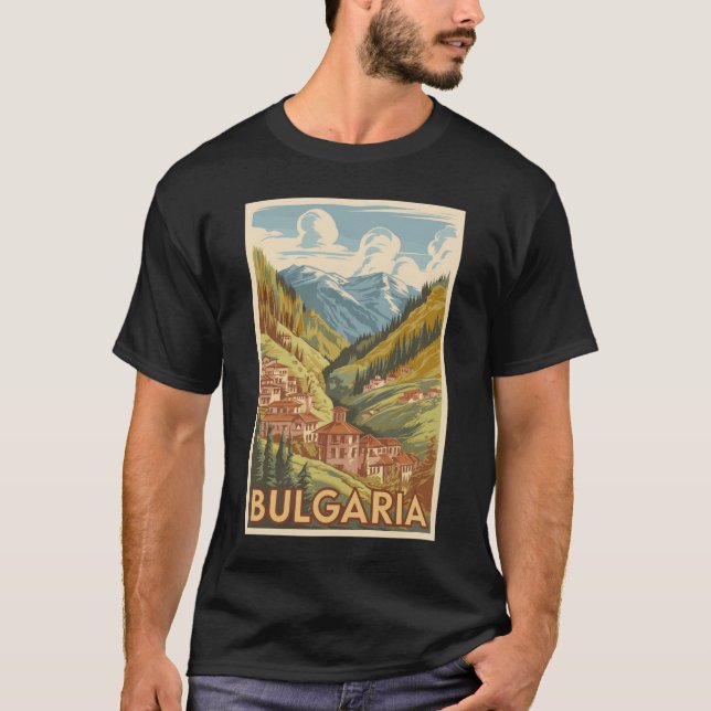 Bulgaria Painterly Illustration Travel Art Vintage T-Shirt (Front)