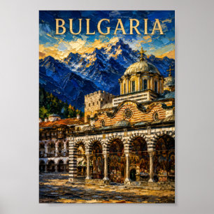 Bulgaria: Scenic Rila Monastery Art Souvenir Poster