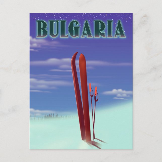 Bulgaria ski travel poster postcard (Front)