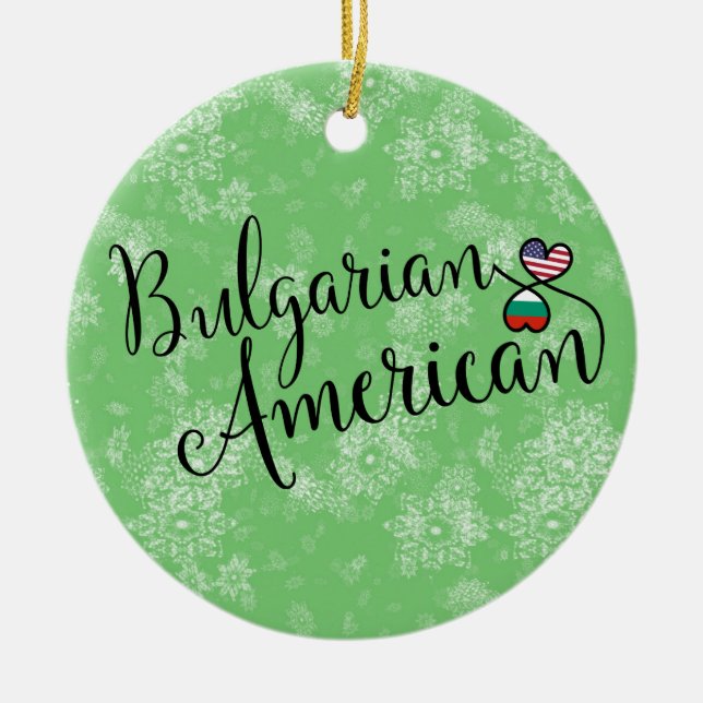 Bulgarian American Hearts Christmas Tree Ornament (Front)