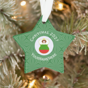 Bulgarian Angel Christmas Flag Personalised  Ornament