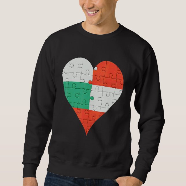 Bulgarian Austrian Flag Heart Sweatshirt (Front)
