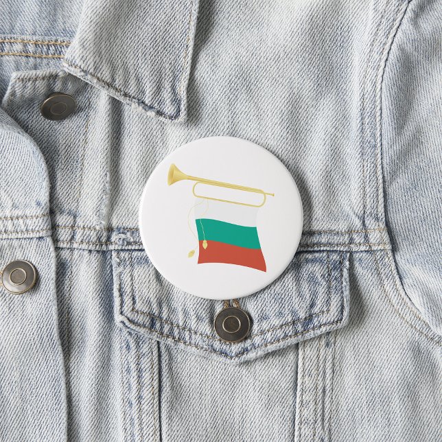 Bulgarian Flag And Bugle 7.5 Cm Round Badge (Creator Uploaded)