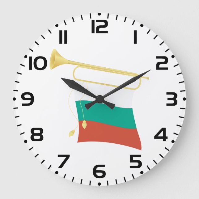 Bulgarian Flag and Bugle Large Clock (Front)