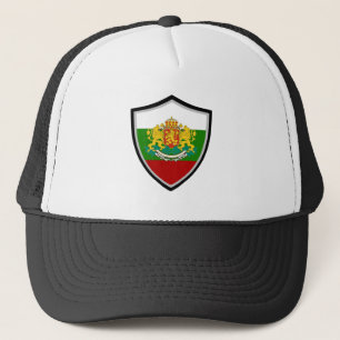 Bulgarian flag-coat arms trucker hat