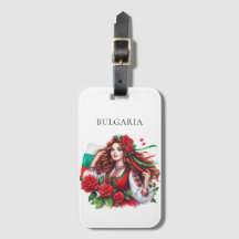 Bulgarian Flag Tradition Folklore Woman Red Roses 