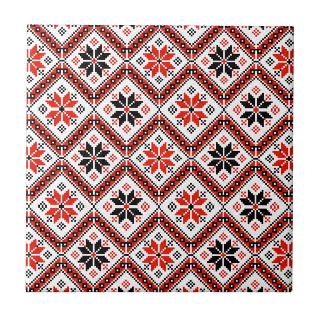 Bulgarian Flower Pattern Ceramic Tile (Front)
