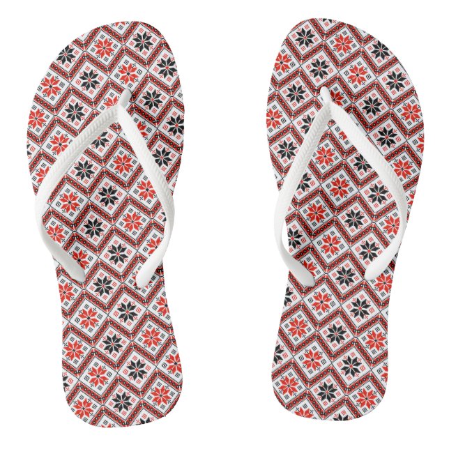 Bulgarian Flower Pattern Thongs (Footbed)