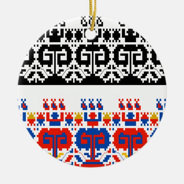 Bulgarian folk art pattern ceramic ornament (Front)