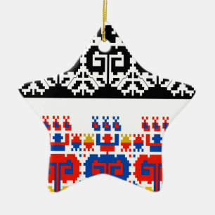Bulgarian folk art pattern ceramic tree decoration