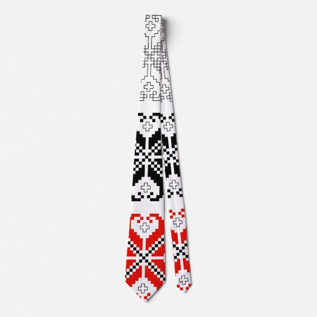 Bulgarian Folk Art Pattern Sporty Men's Tie (Front)
