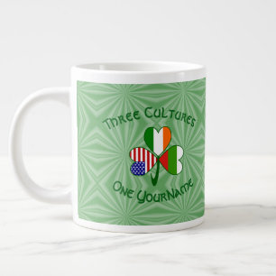 Bulgarian Irish American Flag Shamrock Personalise Large Coffee Mug
