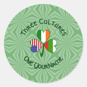 Bulgarian Irish American Shamrock Flag Personalise Classic Round Sticker