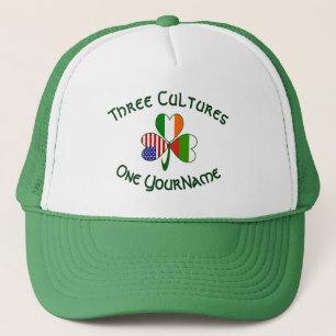 Bulgarian Irish American Shamrock Flag Personalise Trucker Hat