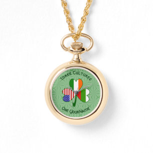 Bulgarian Irish American Shamrock Flag Personalise Watch
